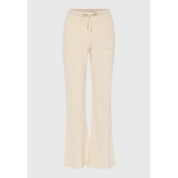 Γυναικείο βελουτέ παντελόνι φόρμας FUNKY BUDDHA FBL010-100-02 εκρού Γυναικεία