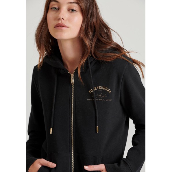 Γυναικεία φούτερ ζακέτα FUNKY BUDDHA FBL010-106-06 μαύρη Γυναικεία