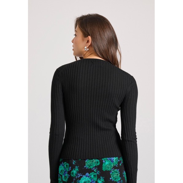 Γυναικεία πλεκτή μπλούζα FUNKY BUDDHA FBL010-103-09 μαύρη Γυναικεία