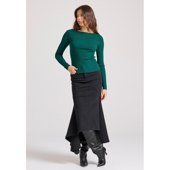 Γυναικεία πλεκτή μπλούζα FUNKY BUDDHA FBL010-103-09 πράσινη Γυναικεία
