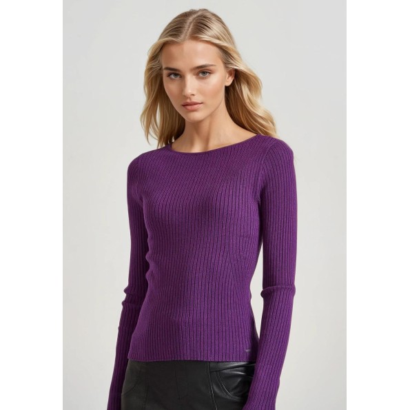 Γυναικεία πλεκτή μπλούζα FUNKY BUDDHA FBL010-103-09 μοβ