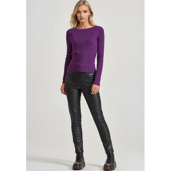 Γυναικεία πλεκτή μπλούζα FUNKY BUDDHA FBL010-103-09 μοβ Γυναικεία