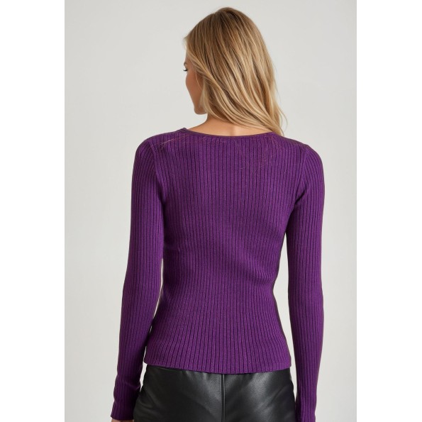 Γυναικεία πλεκτή μπλούζα FUNKY BUDDHA FBL010-103-09 μοβ Γυναικεία
