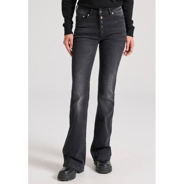 Γυναικείο flare fit jean παντελόνι FUNKY BUDDHA FBL010-161-02 μαύρο