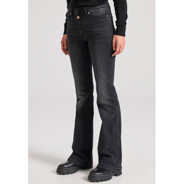 Γυναικείο flare fit jean παντελόνι FUNKY BUDDHA FBL010-161-02 μαύρο Γυναικεία