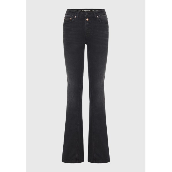 Γυναικείο flare fit jean παντελόνι FUNKY BUDDHA FBL010-161-02 μαύρο Γυναικεία