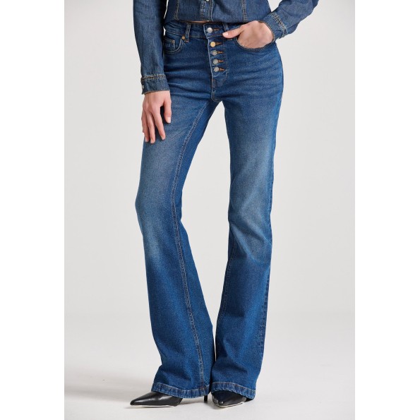 Γυναικείο flare fit jean παντελόνι FUNKY BUDDHA FBL010-160-02 μπλε