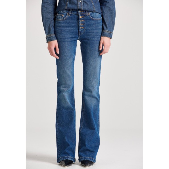 Γυναικείο flare fit jean παντελόνι FUNKY BUDDHA FBL010-160-02 μπλε Γυναικεία