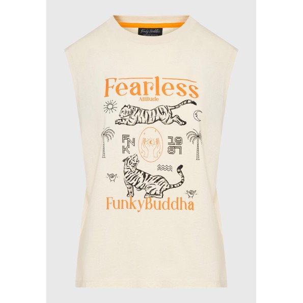 Γυναικείο t-shirt FUNKY BUDDHA FBL011-164-04 μπεζ Γυναικεία