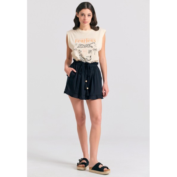 Γυναικείο t-shirt FUNKY BUDDHA FBL011-164-04 μπεζ Γυναικεία