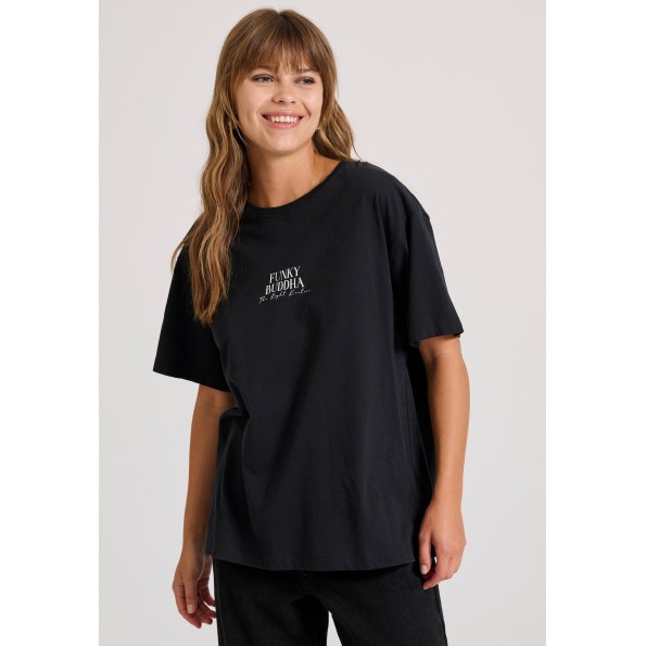 Γυναικείο t-shirt FUNKY BUDDHA FBL010-101-04 μαύρο