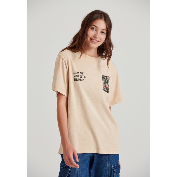 Γυναικείο t-shirt FUNKY BUDDHA FBL010-102-04 μπεζ