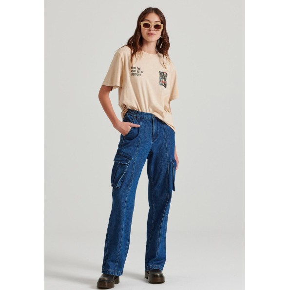 Γυναικείο t-shirt FUNKY BUDDHA FBL010-102-04 μπεζ Γυναικεία
