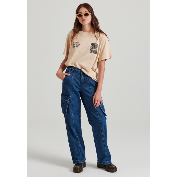 Γυναικείο t-shirt FUNKY BUDDHA FBL010-102-04 μπεζ Γυναικεία