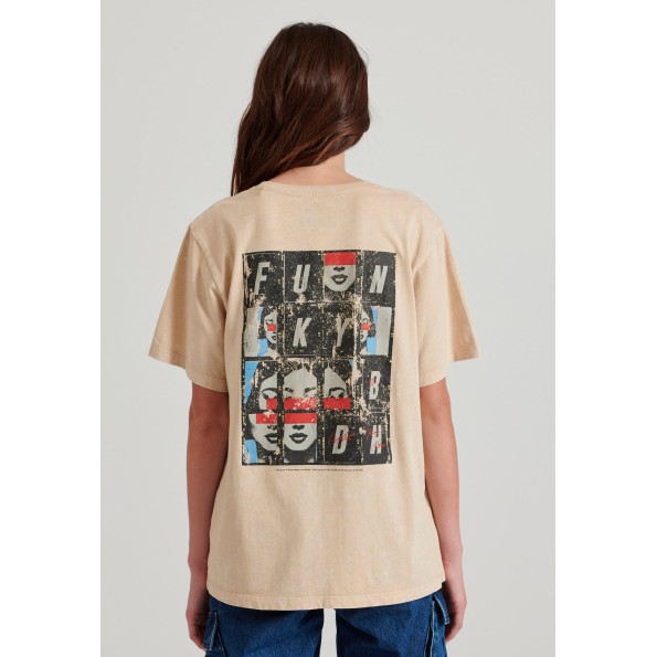 Γυναικείο t-shirt FUNKY BUDDHA FBL010-102-04 μπεζ Γυναικεία