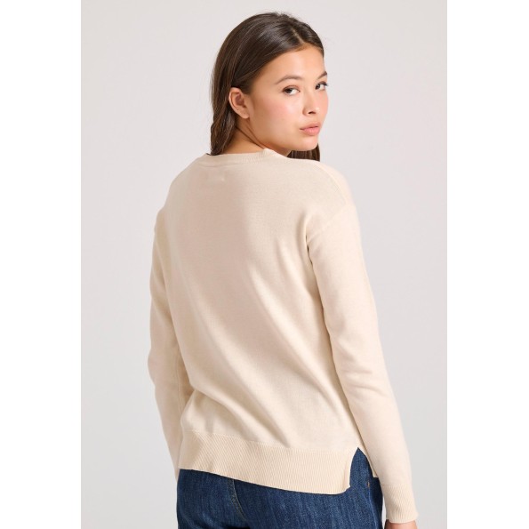 Γυναικεία πλεκτή μπλούζα FUNKY BUDDHA FBL010-101-09 εκρού Γυναικεία