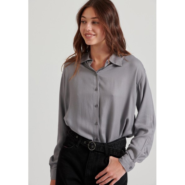 Γυναικείο πουκάμισο FUNKY BUDDHA FBL010-100-05 γκρι Γυναικεία