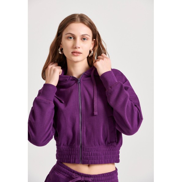 Γυναικεία φούτερ ζακέτα FUNKY BUDDHA FBL010-127-06 μοβ Γυναικεία