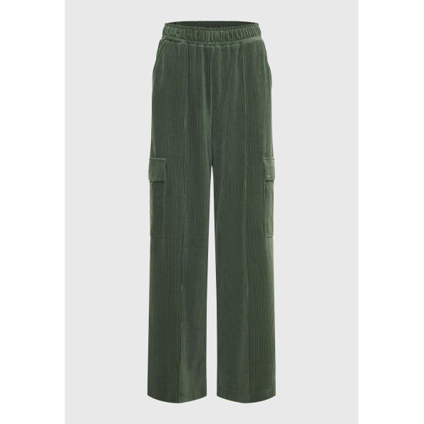 Γυναικείο βελουτέ cargo παντελόνι FUNKY BUDDHA FBL010-117-02 πράσινο Γυναικεία