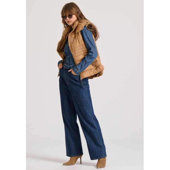 Γυναικείο αμάνικο μπουφάν FUNKY BUDDHA FBL010-102-01 καφέ Γυναικεία