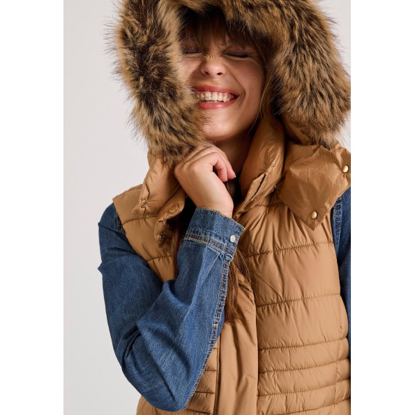 Γυναικείο αμάνικο μπουφάν FUNKY BUDDHA FBL010-102-01 καφέ Γυναικεία