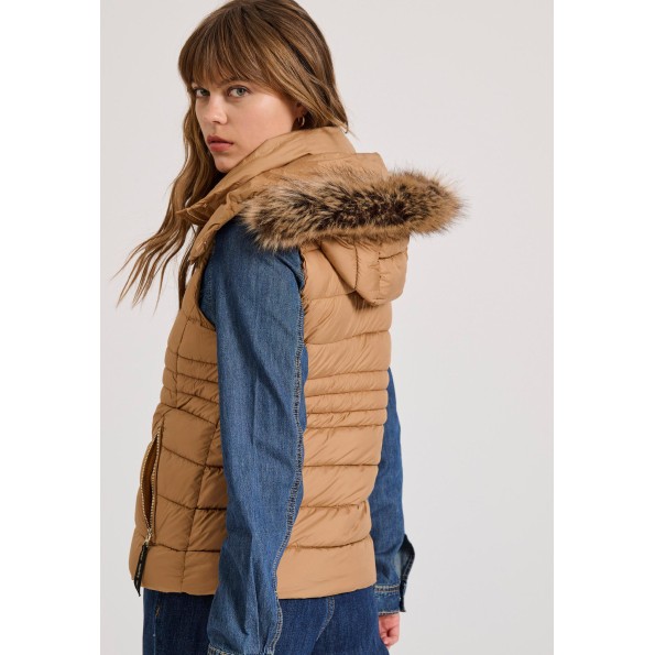 Γυναικείο αμάνικο μπουφάν FUNKY BUDDHA FBL010-102-01 καφέ Γυναικεία