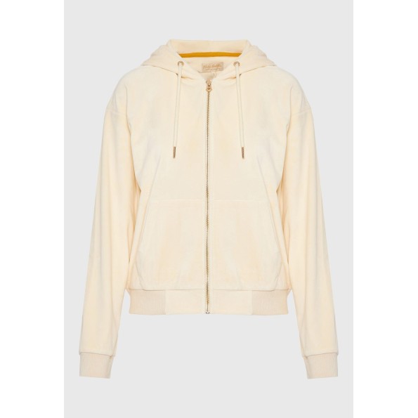Γυναικεία βελουτέ ζακέτα FUNKY BUDDHA FBL010-100-06 εκρού Γυναικεία