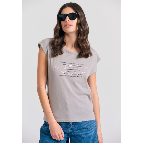 Γυναικείο t-shirt FUNKY BUDDHA FBL011-182-04 γκρι