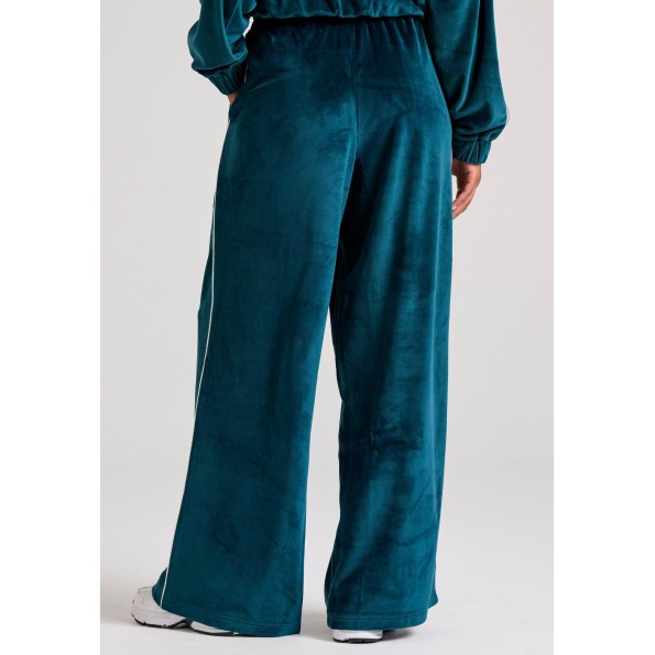Γυναικείο βελουτέ παντελόνι φόρμας FUNKY BUDDHA FBL010-102-02 πετρόλ Γυναικεία