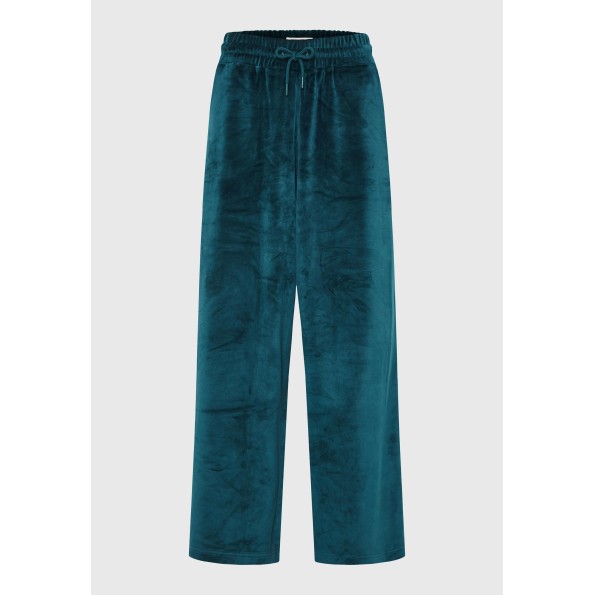 Γυναικείο βελουτέ παντελόνι φόρμας FUNKY BUDDHA FBL010-102-02 πετρόλ Γυναικεία
