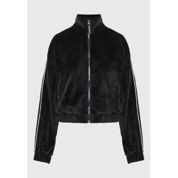 Γυναικεία βελουτέ ζακέτα FUNKY BUDDHA FBL010-101-06 μαύρη Γυναικεία