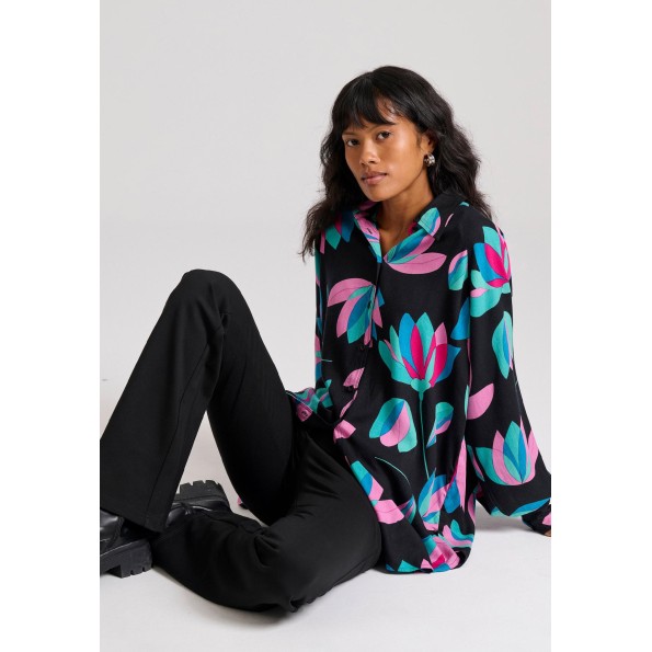 Γυναικείο tailored παντελόνι FUNKY BUDDHA FBL010-123-02 μαύρο Γυναικεία
