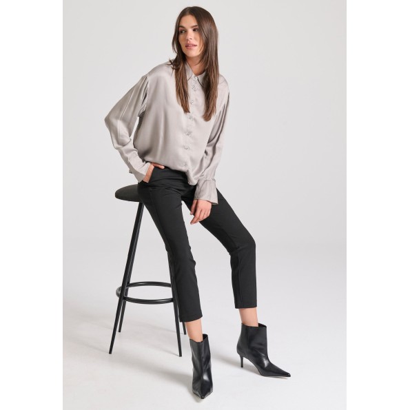 Γυναικείο tailored παντελόνι FUNKY BUDDHA FBL010-122-02 μαύρο Γυναικεία