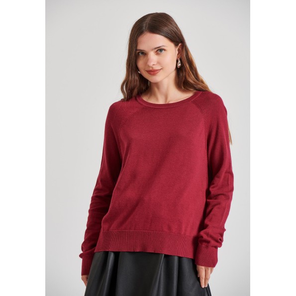 Γυναικεία πλεκτή μπλούζα FUNKY BUDDHA FBL010-100-09 κόκκινη