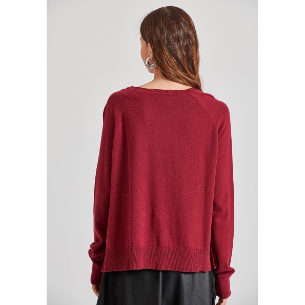 Γυναικεία πλεκτή μπλούζα FUNKY BUDDHA FBL010-100-09 κόκκινη Γυναικεία