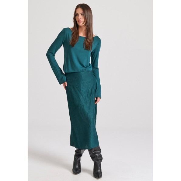 Γυναικεία μπλούζα FUNKY BUDDHA FBL010-103-07 πετρόλ Γυναικεία