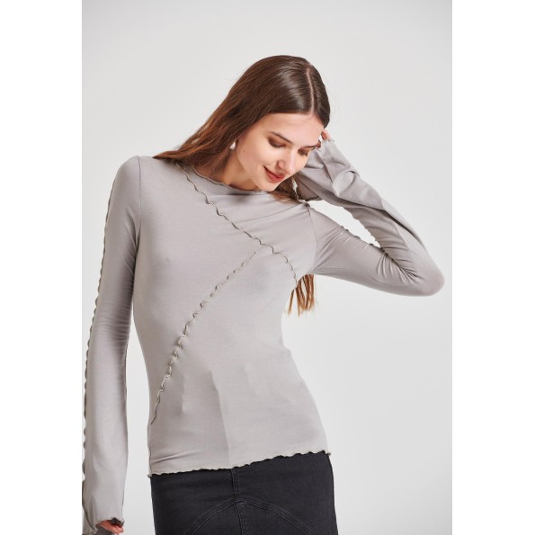 Γυναικεία μπλούζα FUNKY BUDDHA FBL010-102-07 γκρι