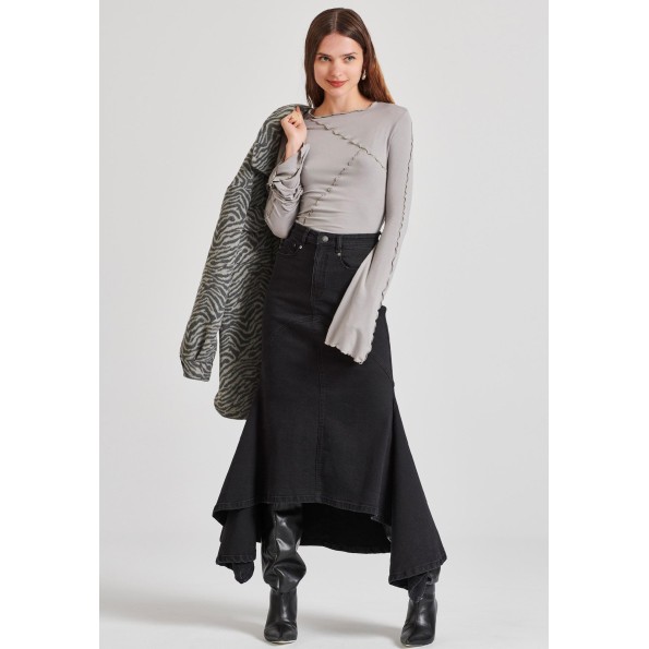 Γυναικεία μπλούζα FUNKY BUDDHA FBL010-102-07 γκρι Γυναικεία
