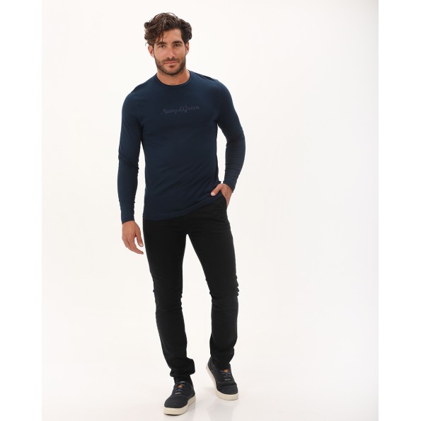 Ανδρικό chino παντελόνι NAVY & GREEN modern fit σκούρο μπλε Ανδρικά