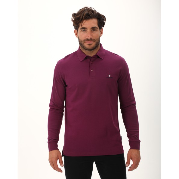 Ανδρική polo μπλούζα NAVY & GREEN μοβ