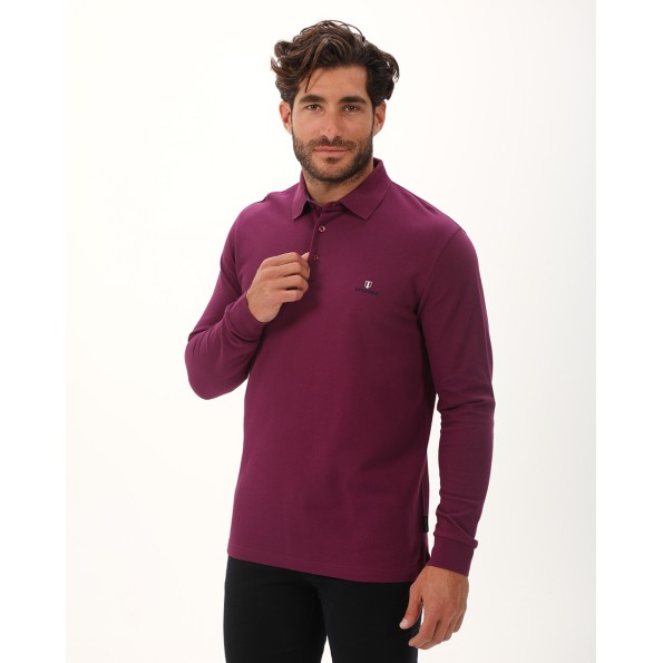 Ανδρική polo μπλούζα NAVY & GREEN μοβ Ανδρικά