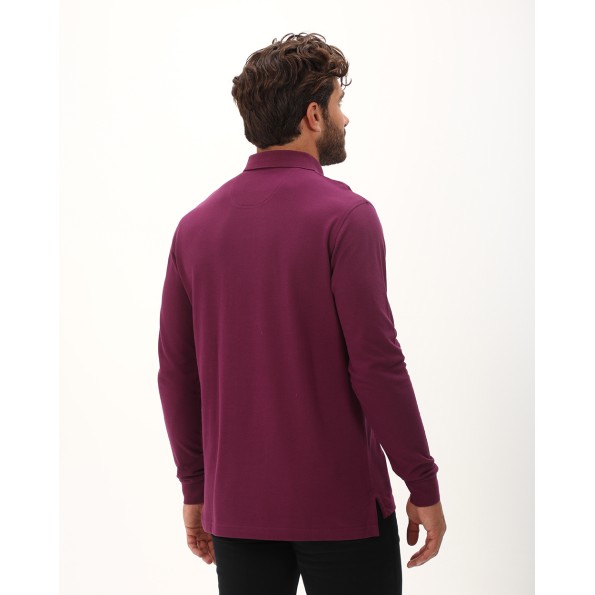 Ανδρική polo μπλούζα NAVY & GREEN μοβ Ανδρικά