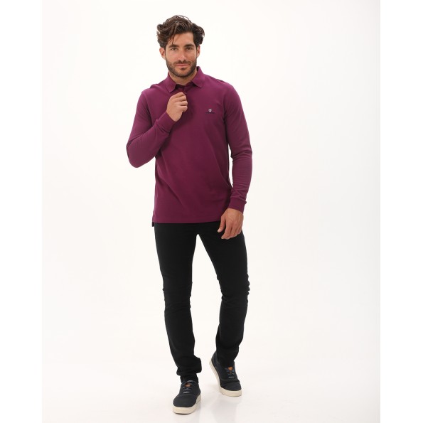 Ανδρική polo μπλούζα NAVY & GREEN μοβ Ανδρικά