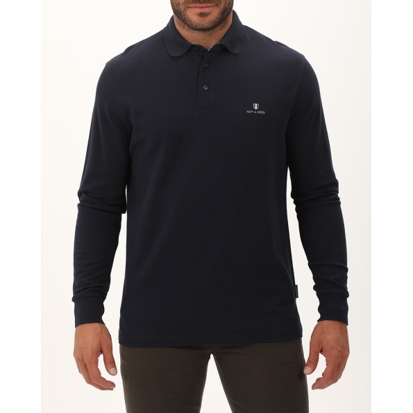 Ανδρική polo μπλούζα NAVY & GREEN ναυτικό μπλε