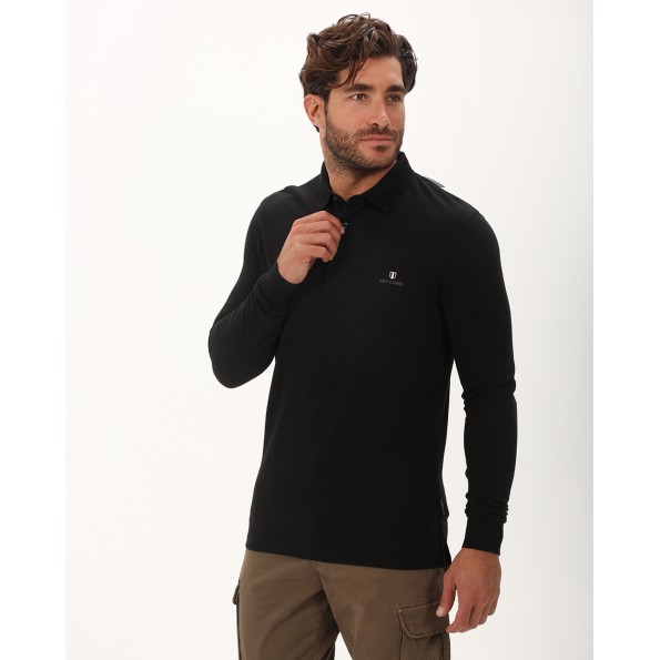 Ανδρική polo μπλούζα NAVY & GREEN μαύρη Ανδρικά