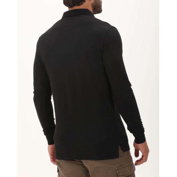 Ανδρική polo μπλούζα NAVY & GREEN μαύρη Ανδρικά