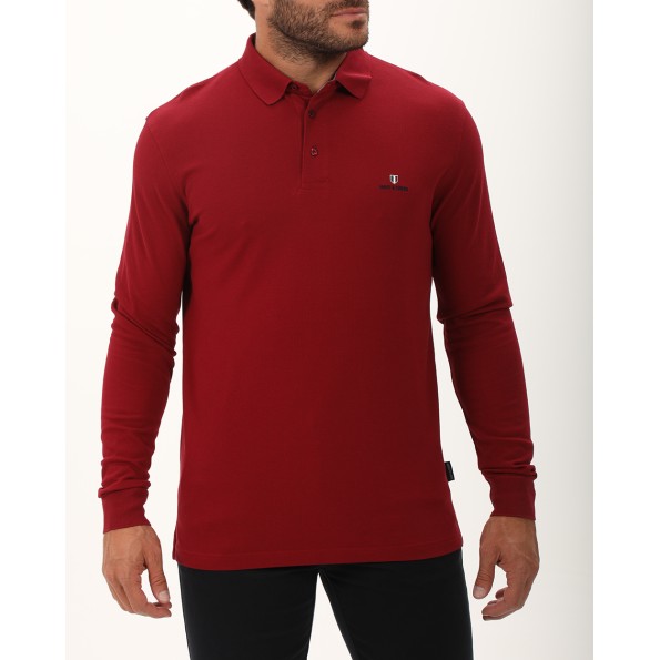 Ανδρική polo μπλούζα NAVY & GREEN κόκκινη