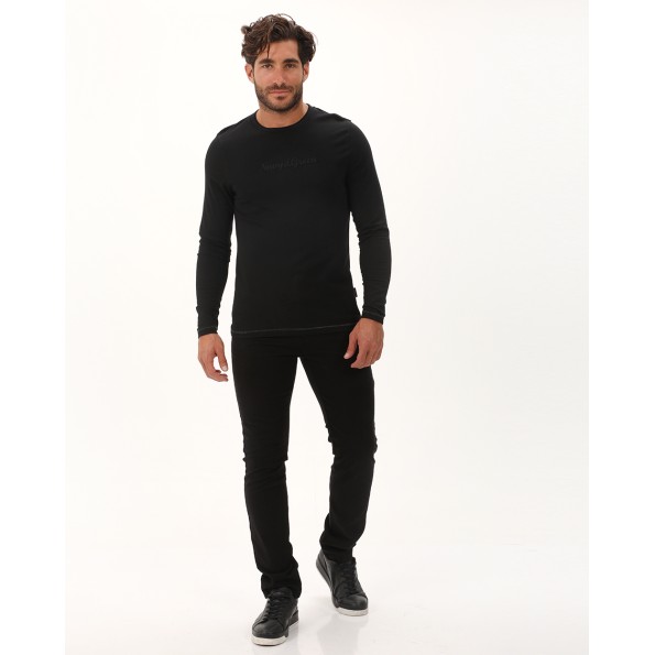 Ανδρικό chino παντελόνι NAVY & GREEN modern fit μαύρο Ανδρικά