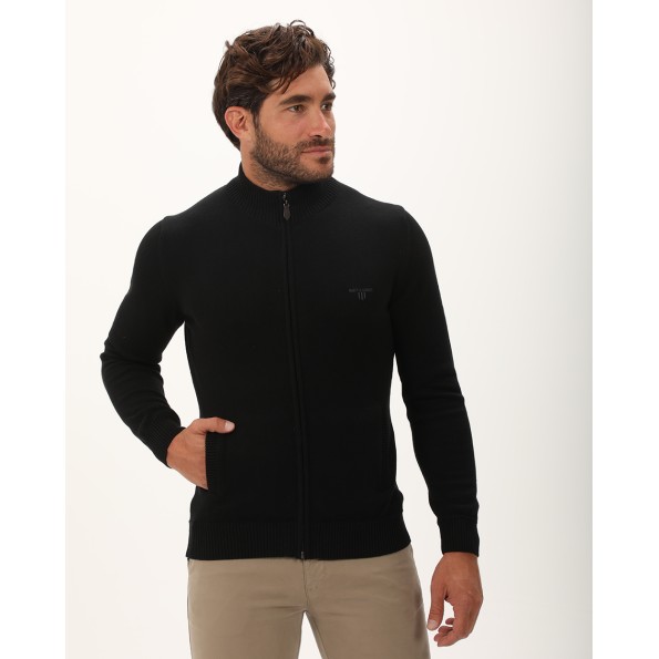 Ανδρική πλεκτή ζακέτα NAVY & GREEN μαύρη