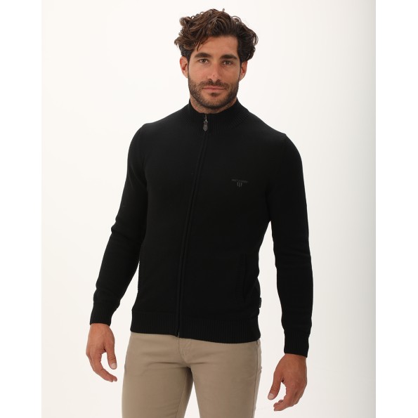 Ανδρική πλεκτή ζακέτα NAVY & GREEN μαύρη Ανδρικά